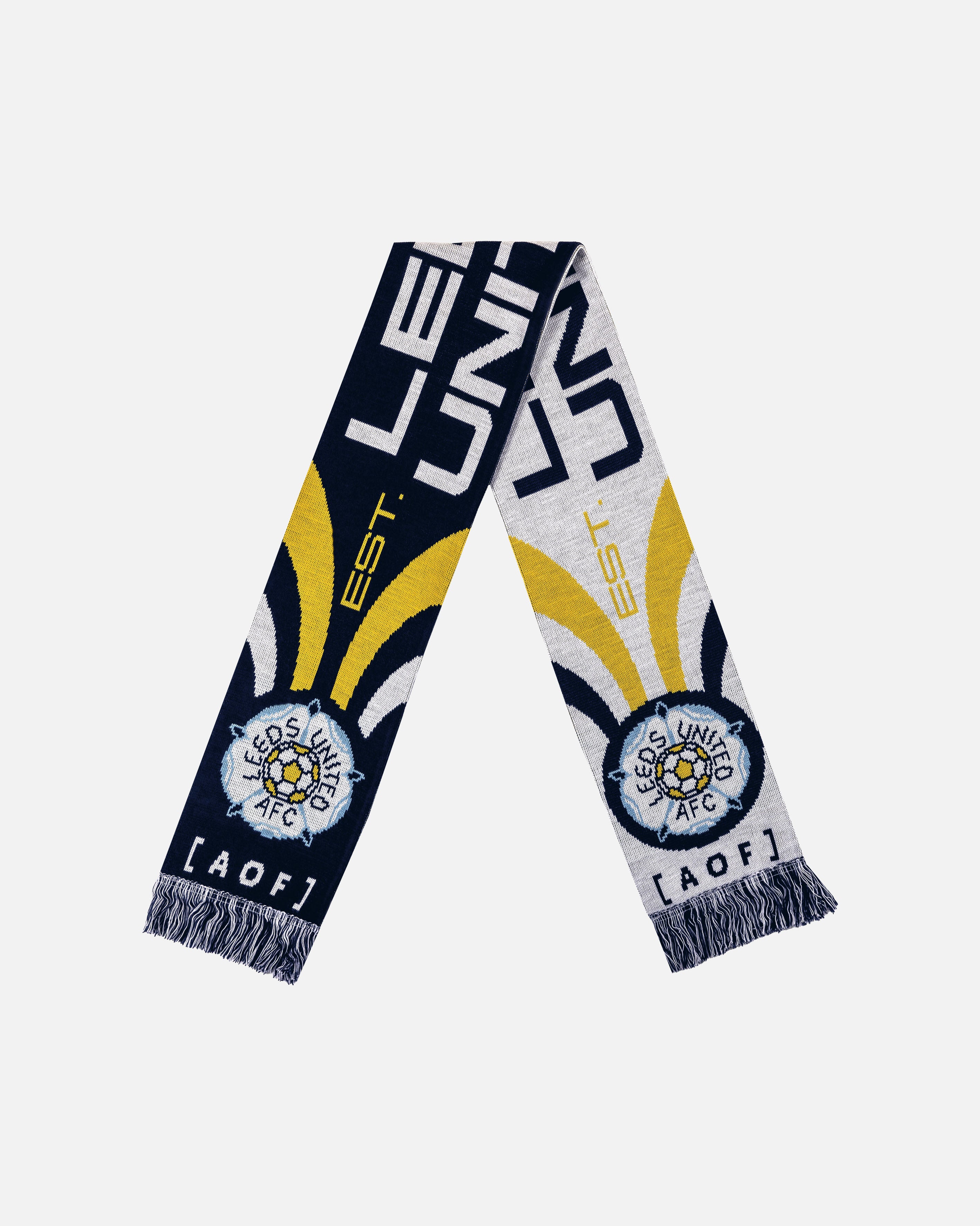 AOF x Leeds 90s Scarf | Knitted Accessories | Art of Football
